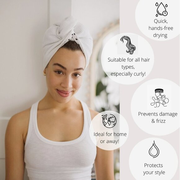 Reversible Microfiber Hair Towel and Satin Head Wrap - Picture 4 of 6